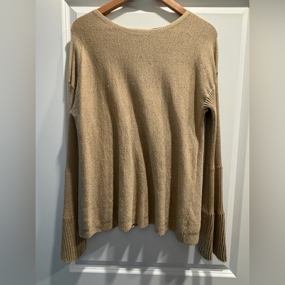 Vince Camuto Wide Neck Sparkly Gold Sweater